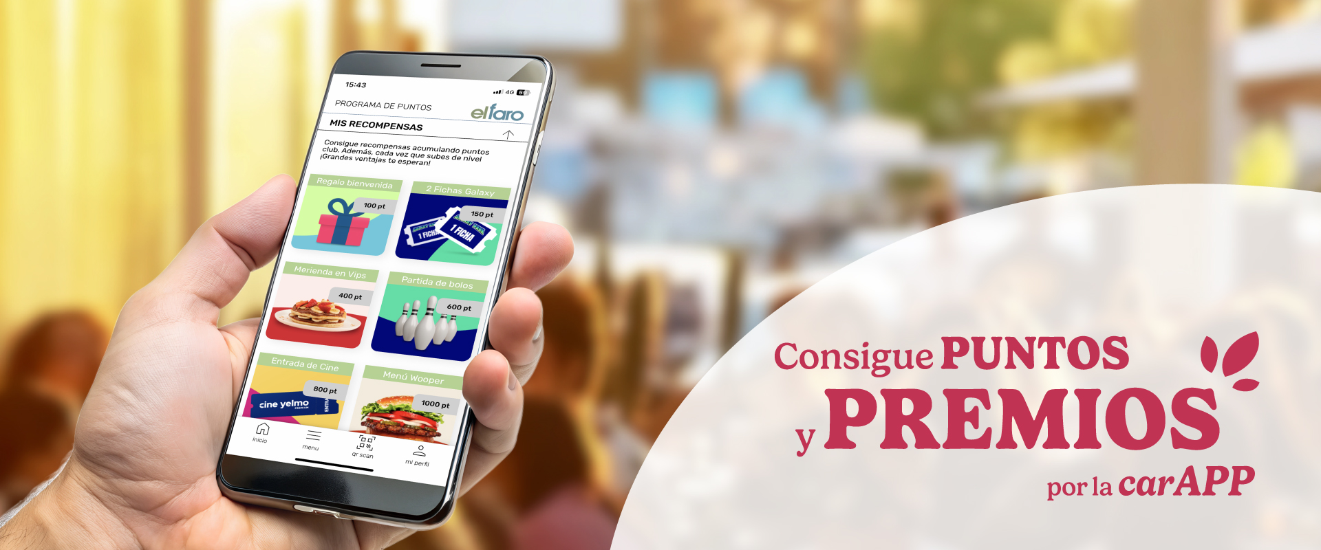Consigue puntos por la carapp y ¡gana premios!